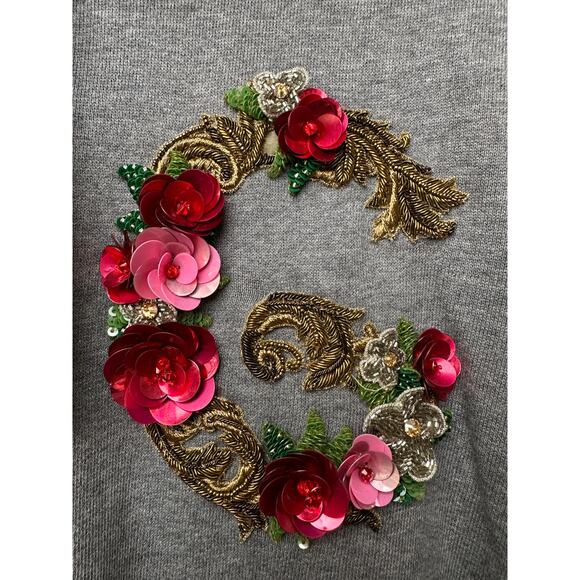NWT Dolce & Gabbana Embellished Floral Logo Hoodie Gray Women US M - Picture 4 of 16